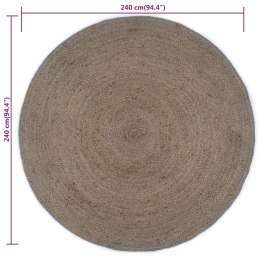 Ręcznie robiony dywan z juty, okrągły, 240 cm, szary