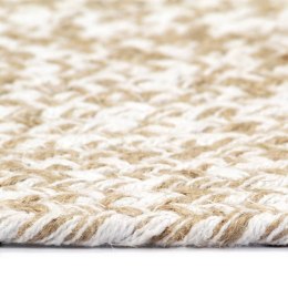 Ręcznie wykonany dywanik, juta, biało-brązowy, 210 cm