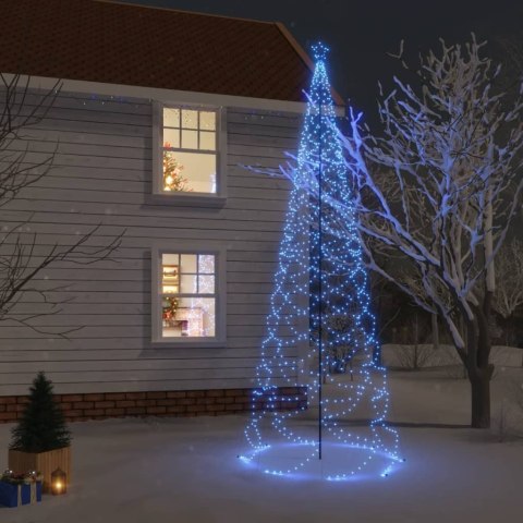 Choinka z metalowym słupkiem, 1400 niebieskich diod LED, 5 m