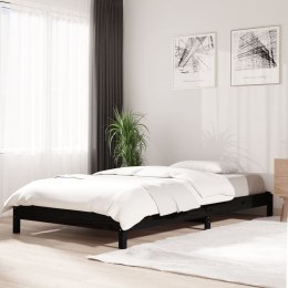 Łóżko sztaplowane, czarne, 100x200 cm, lite drewno sosnowe