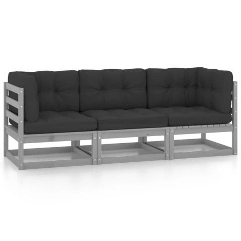 3-osobowa sofa ogrodowa z poduszkami, lite drewno sosnowe