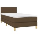 Łóżko kontynentalne z materacem, brązowe, tkanina, 90x200 cm