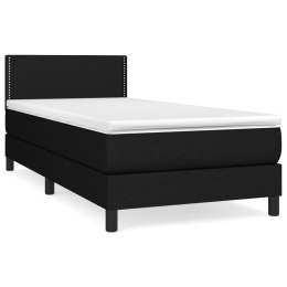Łóżko kontynentalne z materacem, czarne, tkanina, 90x200 cm