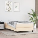 Łóżko kontynentalne z materacem, kremowe, tkanina, 100x200 cm