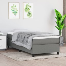 Łóżko kontynentalne z materacem, ciemnoszara tkanina 90x190 cm