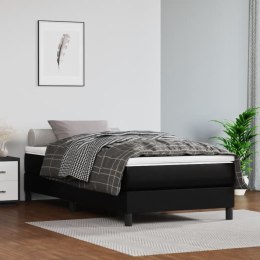 Łóżko kontynentalne z materacem, czarne, ekoskóra 80x200 cm