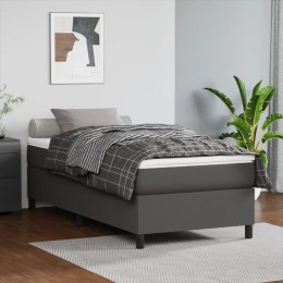Łóżko kontynentalne z materacem, szare, ekoskóra 90x200 cm