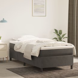 Łóżko kontynentalne z materacem, ciemnoszary aksamit, 90x190 cm