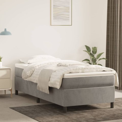 Łóżko kontynentalne z materacem, jasnoszare, aksamit, 100x200cm