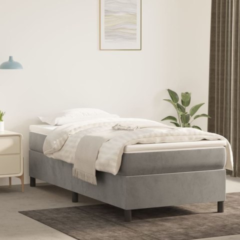Łóżko kontynentalne z materacem, jasnoszare, aksamit, 80x200 cm