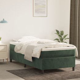 Łóżko kontynentalne z materacem, zielone, aksamit, 90x200 cm
