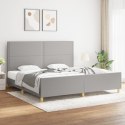 Rama łóżka z zagłówkiem, jasnoszara, 200x200 cm, obita tkaniną
