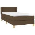 Łóżko kontynentalne z materacem, brązowe, tkanina, 90x200 cm
