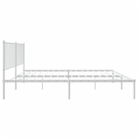 Metalowa rama łóżka z wezgłowiem, biała, 160x200 cm