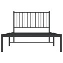 Metalowa rama łóżka z wezgłowiem, czarna, 100x190 cm