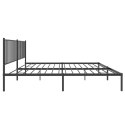 Metalowa rama łóżka z wezgłowiem, czarna, 193x203 cm