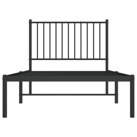 Metalowa rama łóżka z wezgłowiem, czarna, 90x190 cm