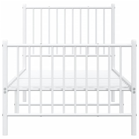 Metalowa rama łóżka z wezgłowiem i zanóżkiem, biała, 80x200 cm