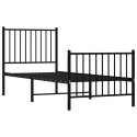 Metalowa rama łóżka z wezgłowiem i zanóżkiem, czarna, 75x190 cm