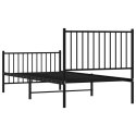 Metalowa rama łóżka z wezgłowiem i zanóżkiem, czarna, 90x200 cm