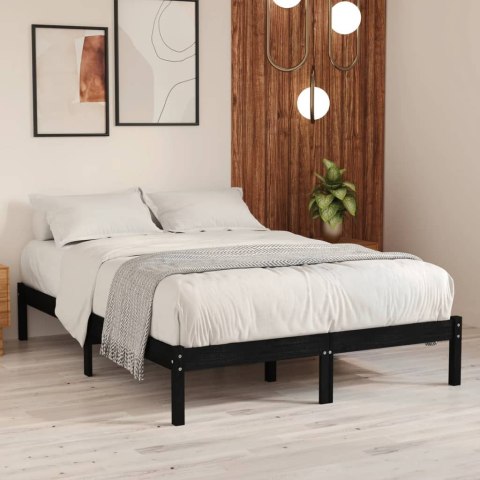 Rama łóżka, czarna, lite drewno sosnowe, 120x190 cm