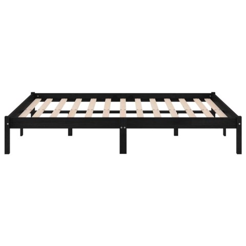 Rama łóżka, czarna, lite drewno sosnowe, 140 x 190 cm