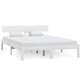 Rama łóżka, biała, lite drewno sosnowe, 140 x 190 cm