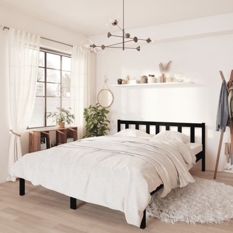 Rama łóżka, czarna, lite drewno sosnowe, 140 x 190 cm