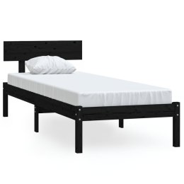 Rama łóżka, czarna, lite drewno sosnowe, 90 x 200 cm