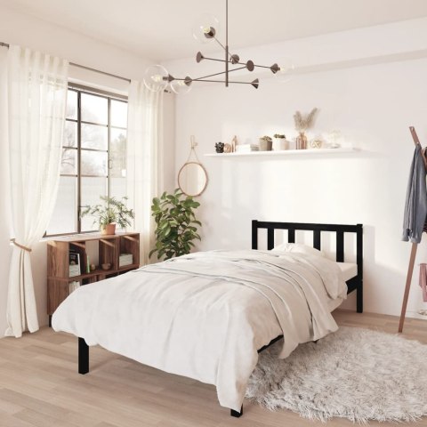 Rama łóżka, czarna, z litego drewna sosnowego, 100 x 200 cm
