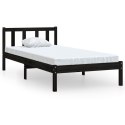 Rama łóżka, czarna, z litego drewna sosnowego, 100 x 200 cm