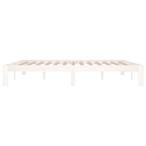 Rama łóżka, biała, lite drewno, 180x200 cm, Super King