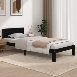 Rama łóżka, czarna, lite drewno sosnowe, 90 x 200 cm
