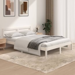 Rama łóżka, lite drewno sosnowe, 135x190 cm, biała, podwójna
