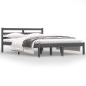 Rama łóżka, lite drewno sosnowe, 135x190 cm, szara, podwójna
