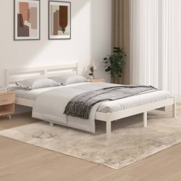 Rama łóżka, lite drewno sosnowe, 150x200 cm, biała, King Size