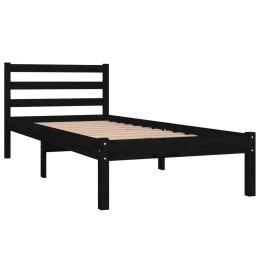 Rama łóżka, lite drewno sosnowe, 75x190 cm, czarna, pojedyncza