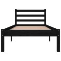 Rama łóżka, lite drewno sosnowe, 75x190 cm, czarna, pojedyncza