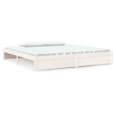 Rama łóżka, biała, lite drewno, 200 x 200 cm