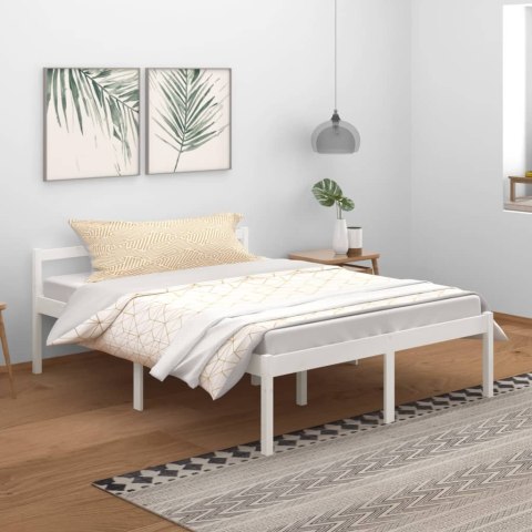 Rama łóżka, biała, lite drewno sosnowe, 150x200 cm