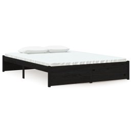 Rama łóżka, czarna, lite drewno, 135x190 cm, podwójna