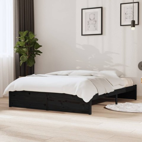 Rama łóżka, czarna, lite drewno, 140 x 200 cm