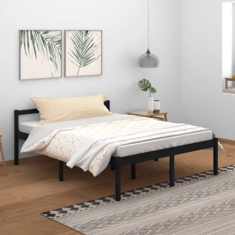 Rama łóżka, czarna, lite drewno sosnowe, 150x200 cm