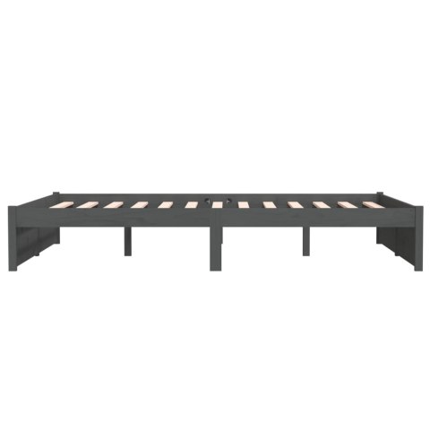 Rama łóżka, szara, lite drewno, 135x190 cm, podwójna