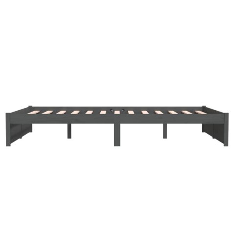 Rama łóżka, szara, lite drewno, 140 x 190 cm