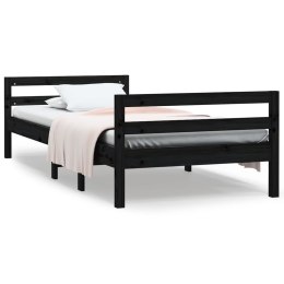 Rama łóżka, czarna, 75x190 cm, lite drewno sosnowe