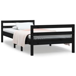 Rama łóżka, czarna, 90 x 200 cm, lite drewno sosnowe