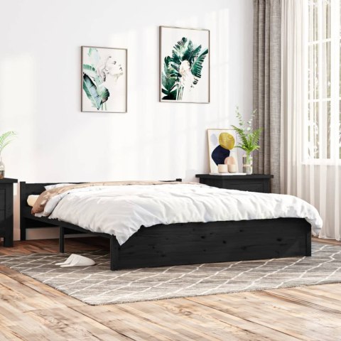 Rama łóżka, czarna, lite drewno, 150x200 cm, King Size