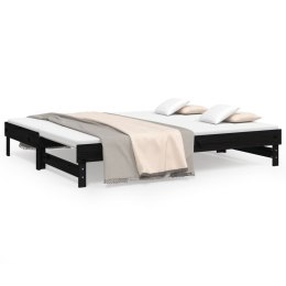 Łóżko rozsuwane, czarne, 2x(100x200) cm, lite drewno sosnowe