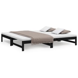 Łóżko rozsuwane, czarne, 2x(100x200) cm, lite drewno sosnowe